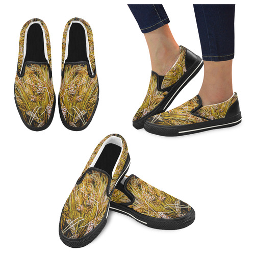 Grain Wheat wheatear Autumn Crop Thanksgiving Women's Slip-on Canvas Shoes/Large Size (Model 019)