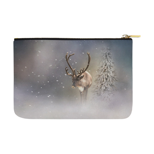 Santa Claus Reindeer in the snow Carry-All Pouch 12.5''x8.5''