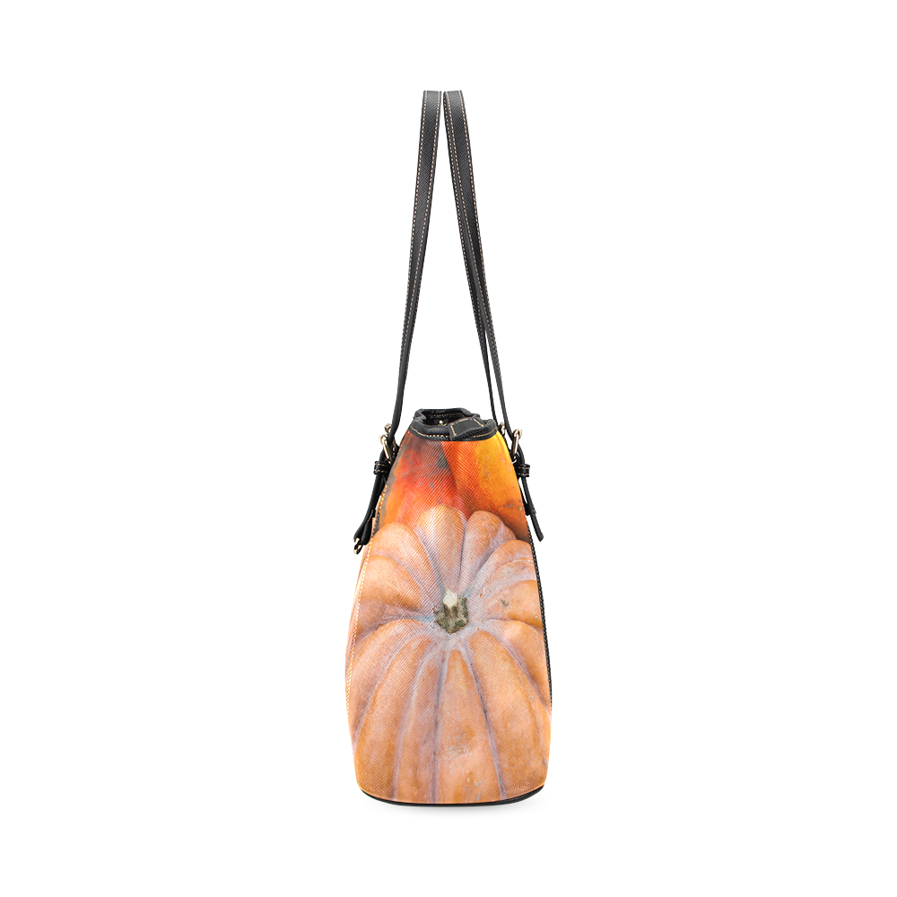 Pumpkin Halloween Thanksgiving Crop Holiday Cool Leather Tote Bag/Large (Model 1640)