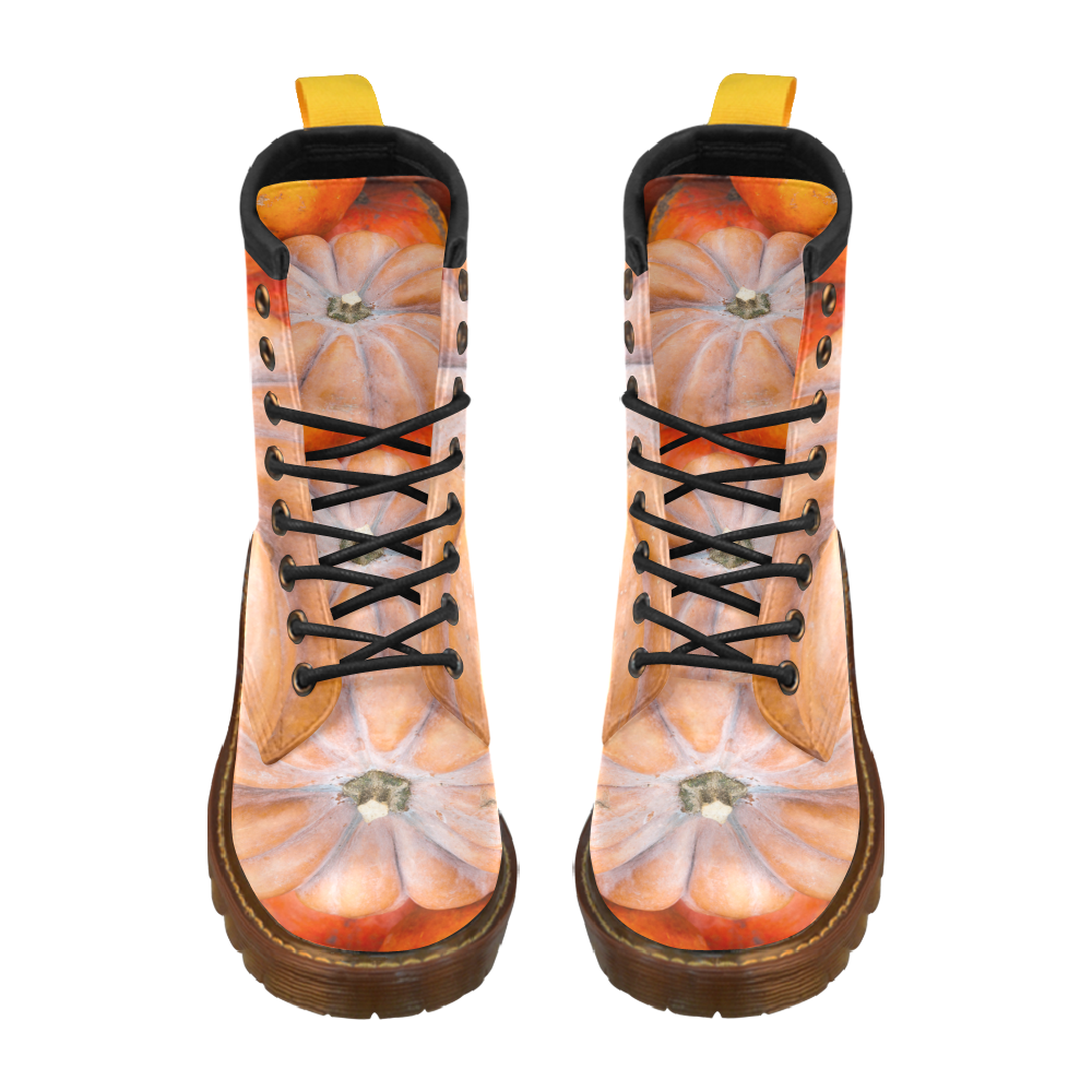 Pumpkin Halloween Thanksgiving Crop Holiday Cool High Grade PU Leather Martin Boots For Men Model 402H