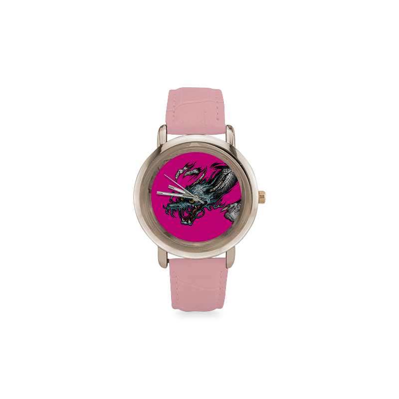 Dragon Soar Women's Rose Gold Leather Strap Watch(Model 201)