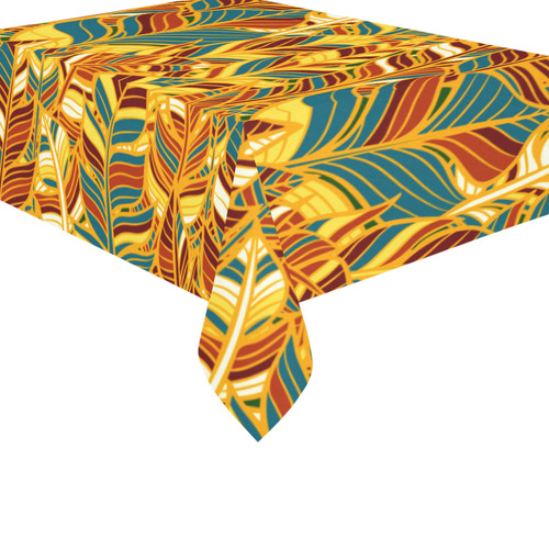 Trendy Boho Vintage Feather Bohemian Cotton Linen Tablecloth 60"x 84"
