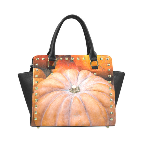 Pumpkin Halloween Thanksgiving Crop Holiday Cool Rivet Shoulder Handbag (Model 1645)