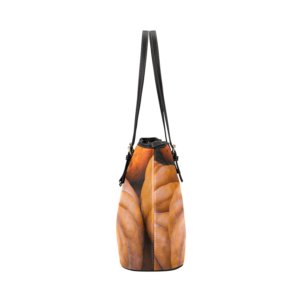 Pumpkin Halloween Thanksgiving Crop Holiday Cool Leather Tote Bag/Large (Model 1651)