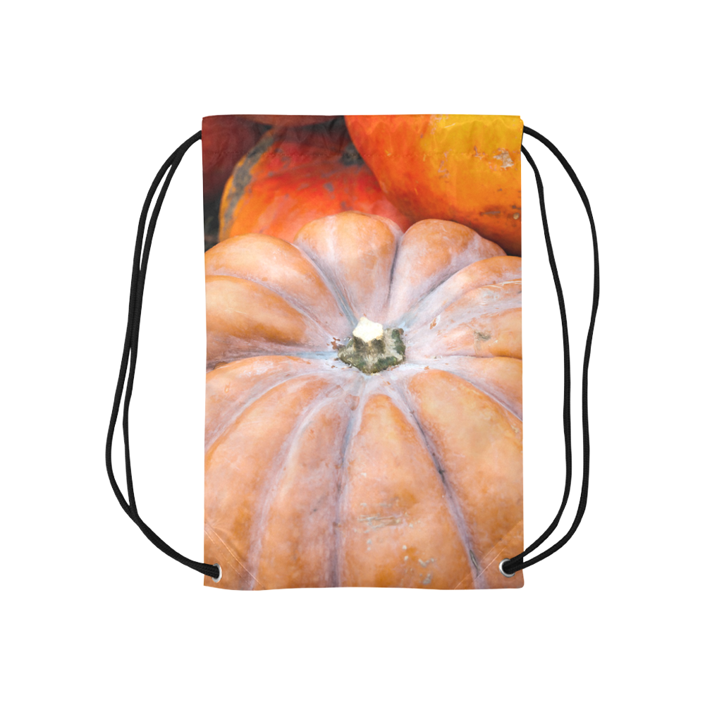 Pumpkin Halloween Thanksgiving Crop Holiday Fall Small Drawstring Bag Model 1604 (Twin Sides) 11"(W) * 17.7"(H)