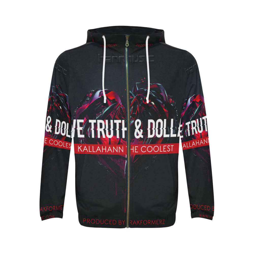 love truth and dollars hannmusic hoodie All Over Print Full Zip Hoodie for Men (Model H14)