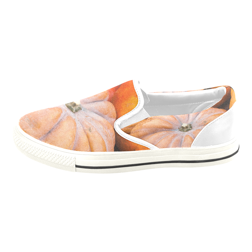 Pumpkin Halloween Thanksgiving Crop Holiday Cool Women's Slip-on Canvas Shoes/Large Size (Model 019)