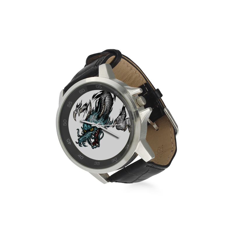 Dragon Soar Unisex Stainless Steel Leather Strap Watch(Model 202)