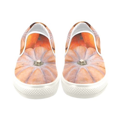 Pumpkin Halloween Thanksgiving Crop Holiday Cool Women's Slip-on Canvas Shoes/Large Size (Model 019)