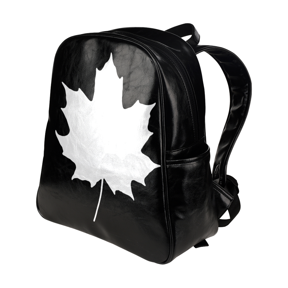 Maple Leaf Canada Autumn White Fall Flora Season Multi-Pockets Backpack (Model 1636)