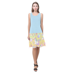 We love Unicorns Sleeveless Splicing Shift Dress(Model D17)