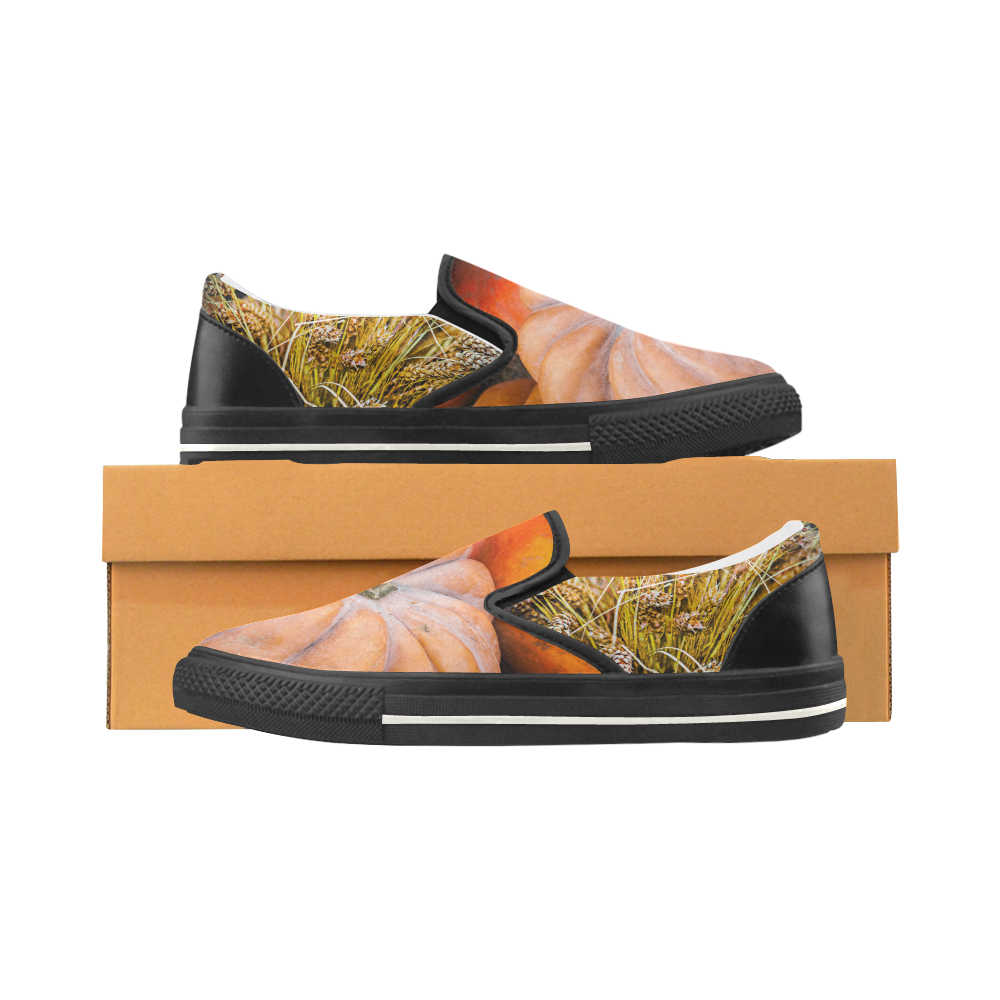 Pumpkin Halloween Thanksgiving Crop Holiday Cool Women's Slip-on Canvas Shoes/Large Size (Model 019)