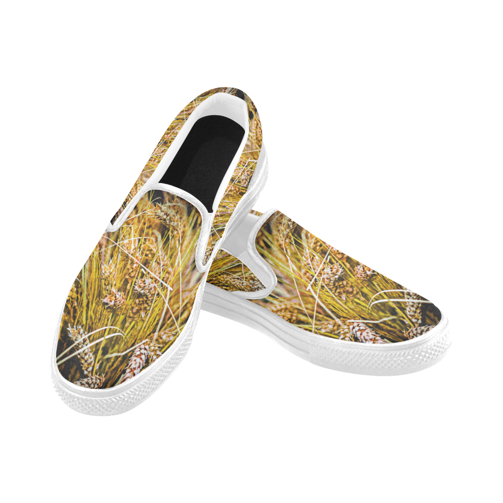 Grain Wheat wheatear Autumn Crop Thanksgiving Women's Slip-on Canvas Shoes (Model 019)