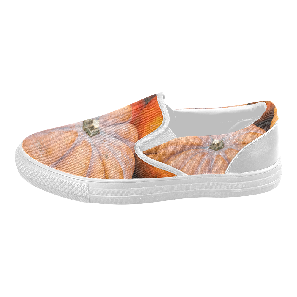 Pumpkin Halloween Thanksgiving Crop Holiday Cool Women's Slip-on Canvas Shoes (Model 019)
