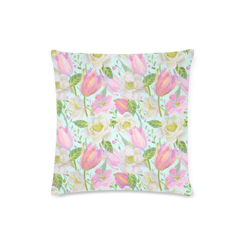 Rose &Tulips Custom Zippered Pillow Case 16"x16"(Twin Sides)