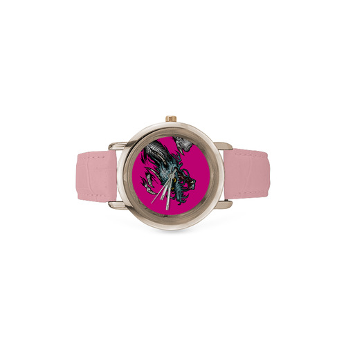 Dragon Soar Women's Rose Gold Leather Strap Watch(Model 201)