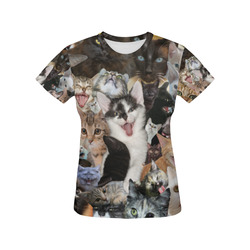 Crazy Kitten Show All Over Print T-Shirt for Women (USA Size) (Model T40)