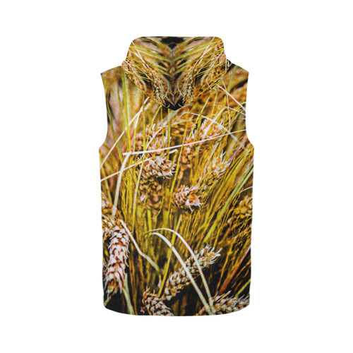 Grain Wheat wheatear Autumn Crop Thanksgiving All Over Print Sleeveless Zip Up Hoodie for Men (Model H16)