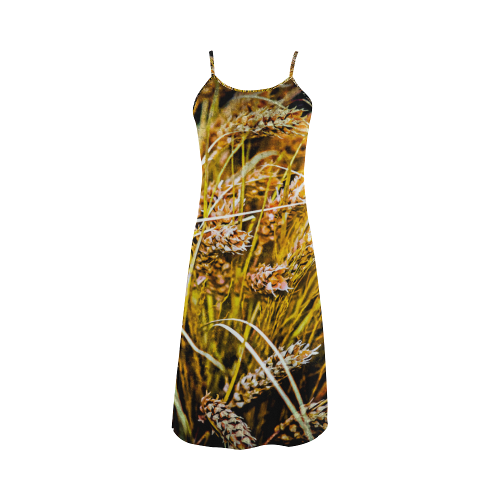 Grain Wheat wheatear Autumn Crop Thanksgiving Alcestis Slip Dress (Model D05)