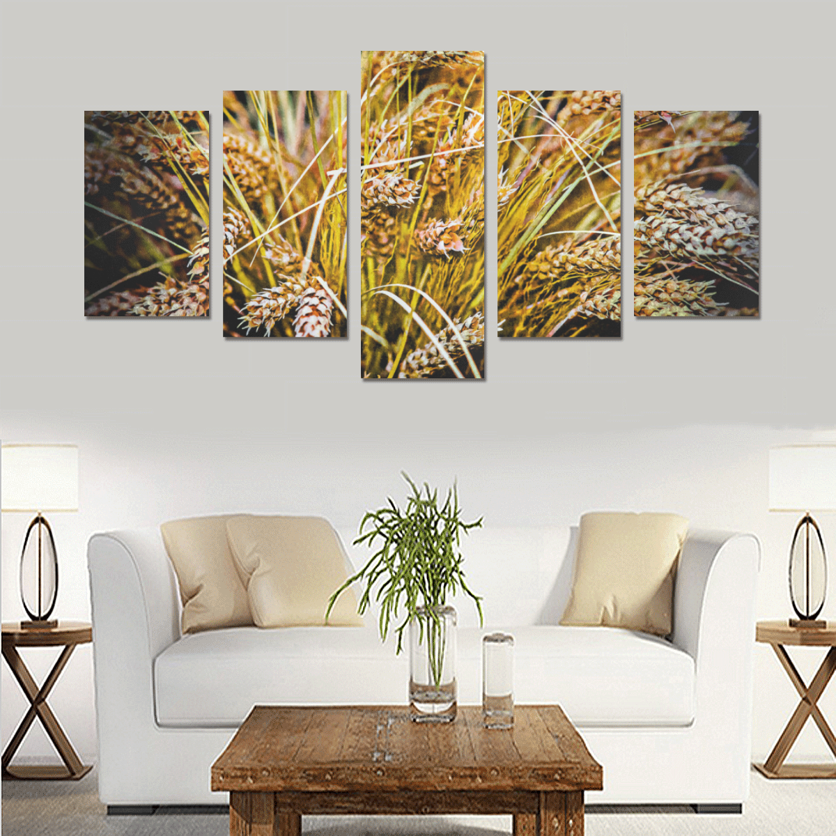 Grain Wheat wheatear Autumn Crop Thanksgiving Canvas Print Sets C (No Frame)