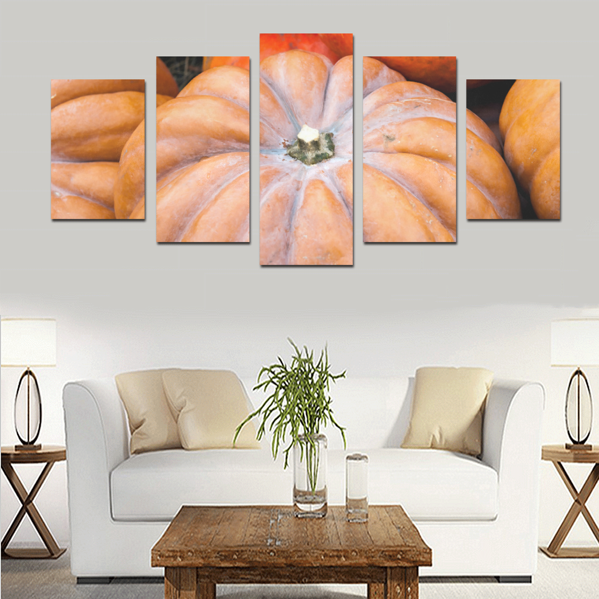 Pumpkin Halloween Thanksgiving Crop Holiday Fall Canvas Print Sets D (No Frame)