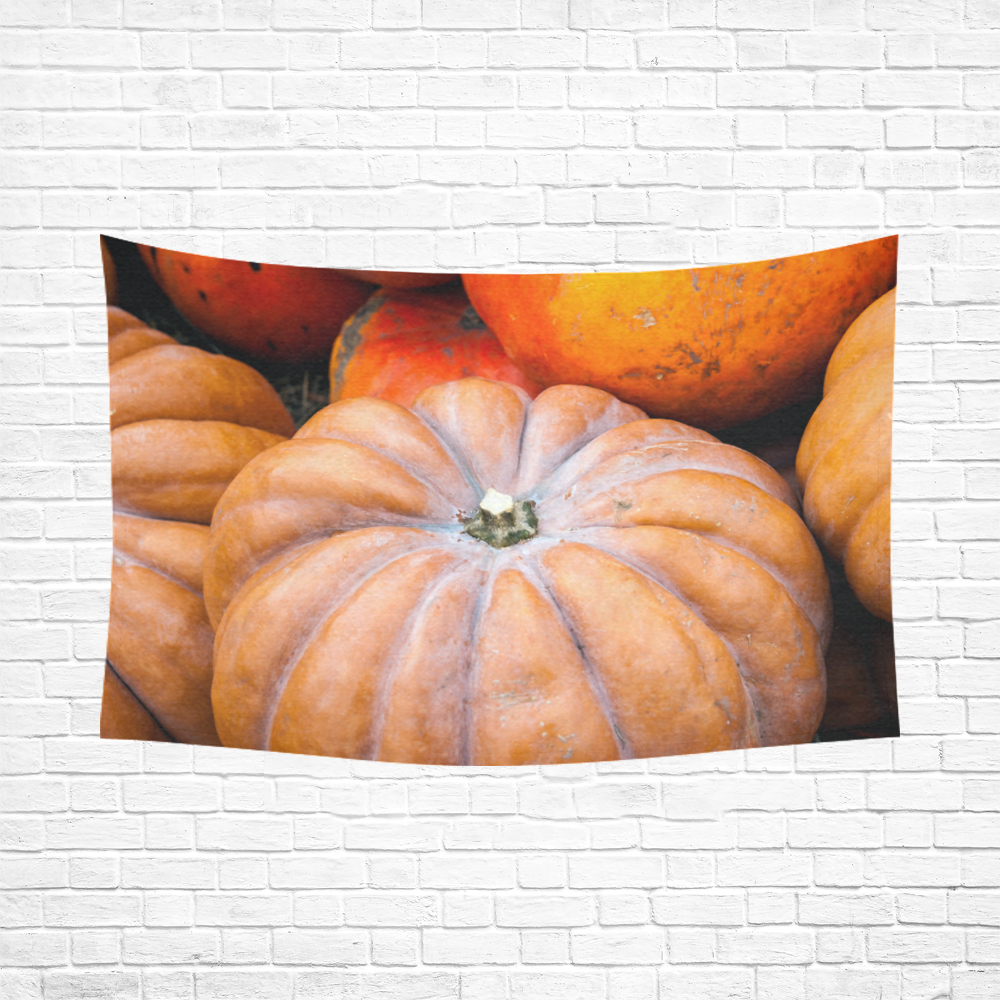 Pumpkin Halloween Thanksgiving Crop Holiday Fall Cotton Linen Wall Tapestry 90"x 60"