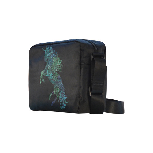 3D Psychedelic Unicorn blue and green Classic Cross-body Nylon Bags (Model 1632)