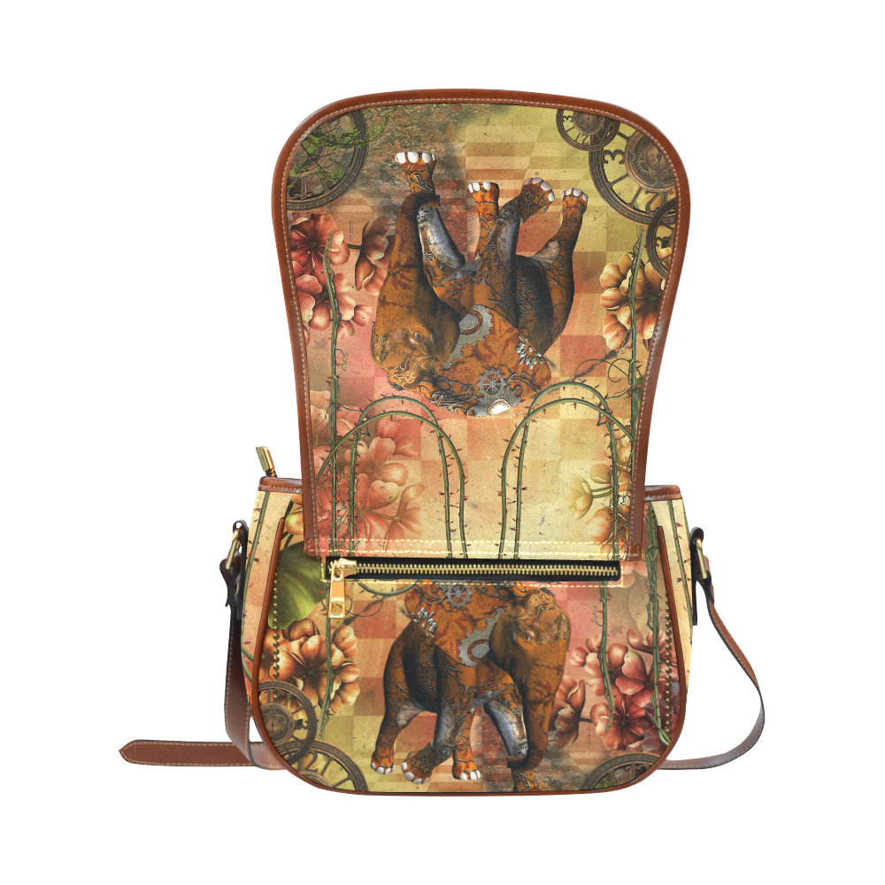 Steampunk, awesome steampunk elephant Saddle Bag/Small (Model 1649) Full Customization