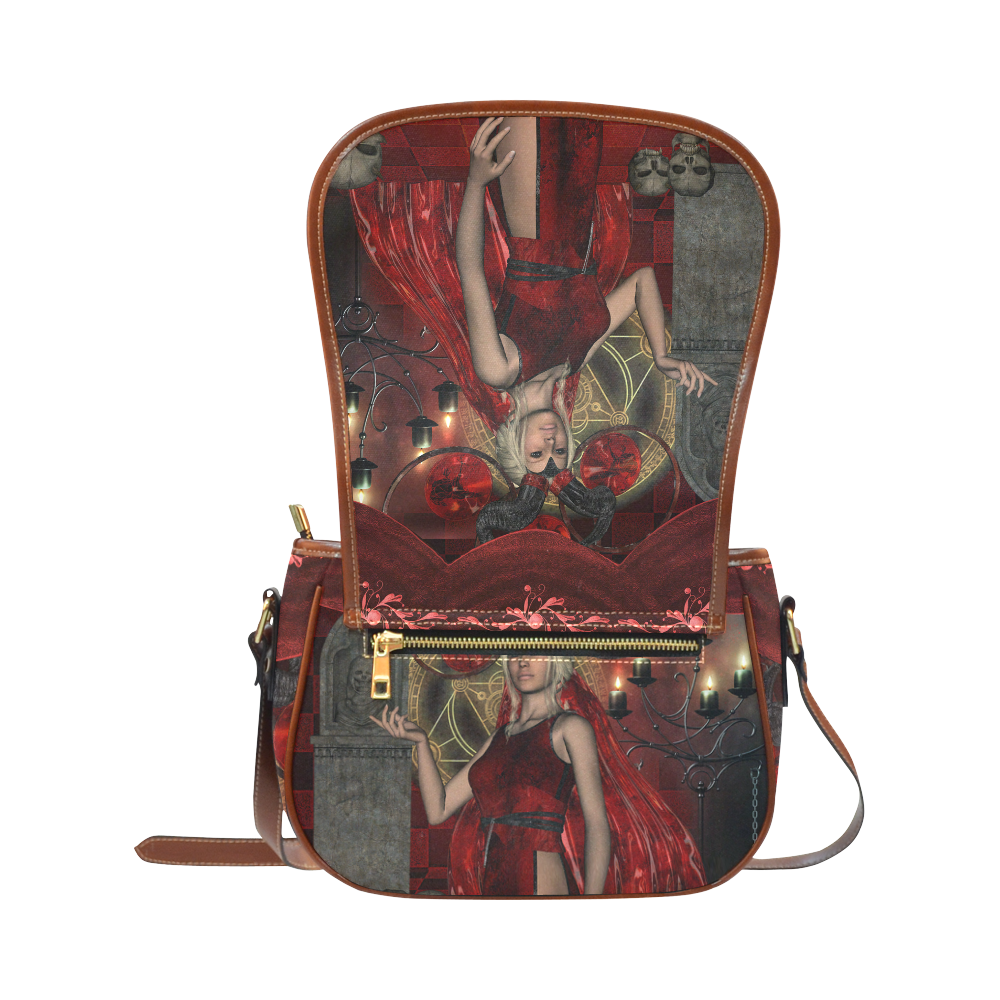 Wonderful dark fairy with candle light Saddle Bag/Small (Model 1649) Full Customization