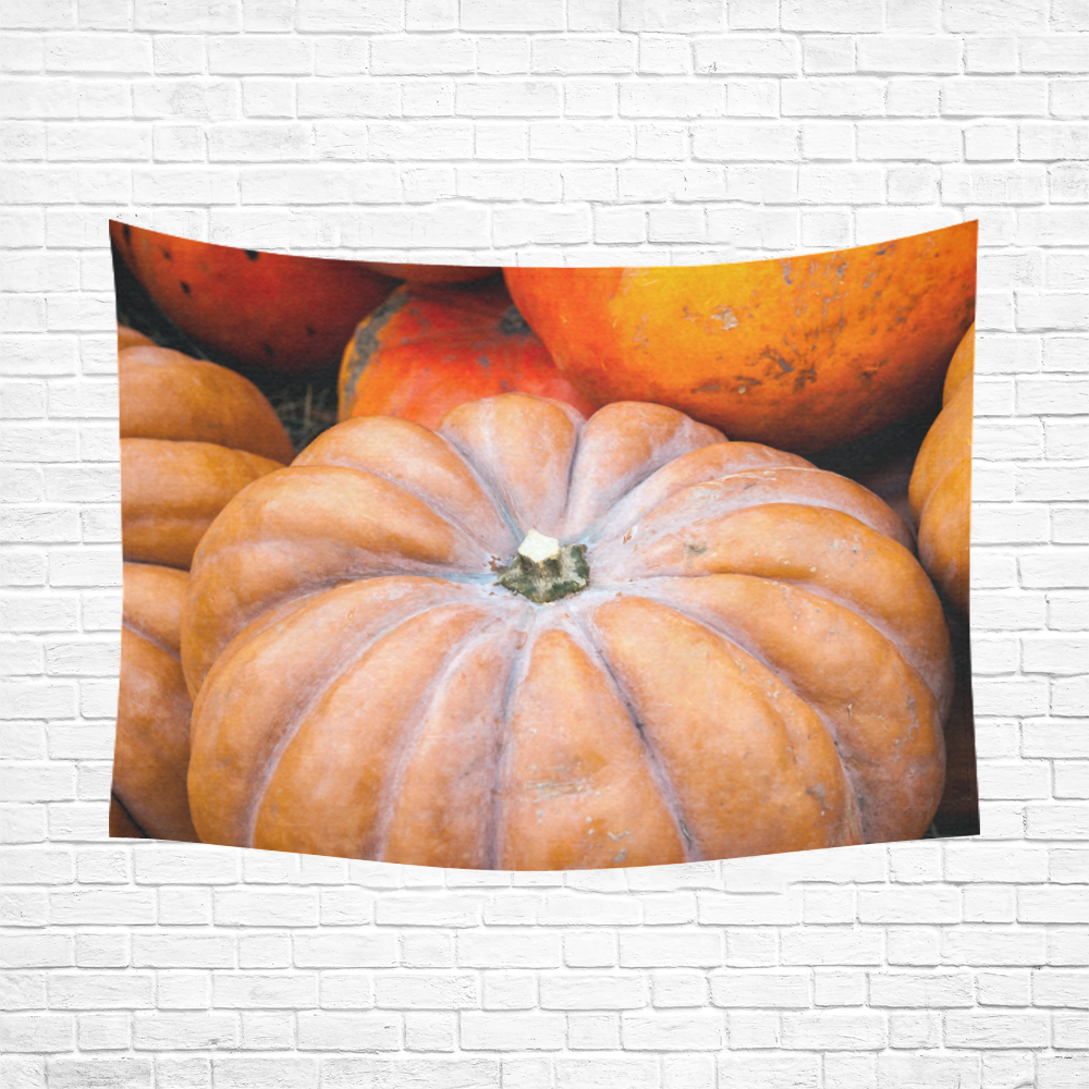 Pumpkin Halloween Thanksgiving Crop Holiday Fall Cotton Linen Wall Tapestry 80"x 60"