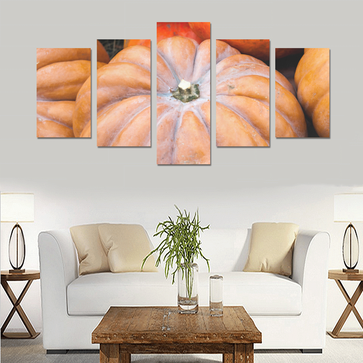 Pumpkin Halloween Thanksgiving Crop Holiday Fall Canvas Print Sets C (No Frame)