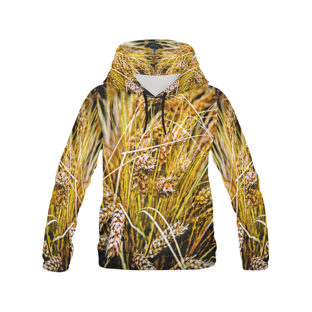 Grain Wheat wheatear Autumn Crop Thanksgiving All Over Print Hoodie for Women (USA Size) (Model H13)