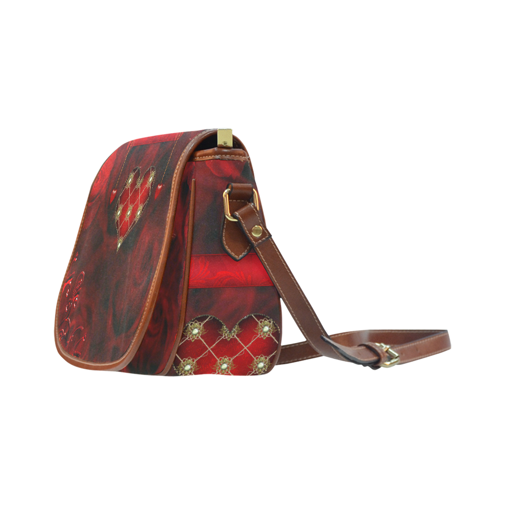 Beautiful heart Saddle Bag/Small (Model 1649) Full Customization