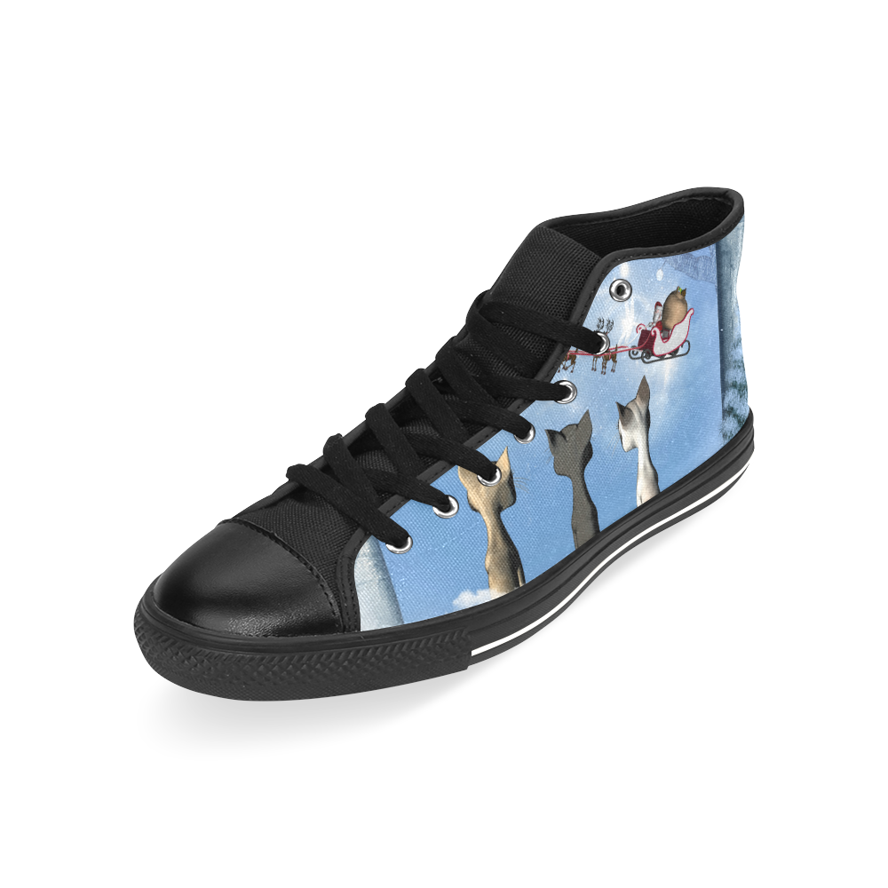 Christmas, cute cats and Santa Claus Men’s Classic High Top Canvas Shoes /Large Size (Model 017)