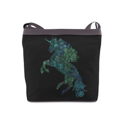 3D Psychedelic Unicorn blue and green Crossbody Bags (Model 1613)