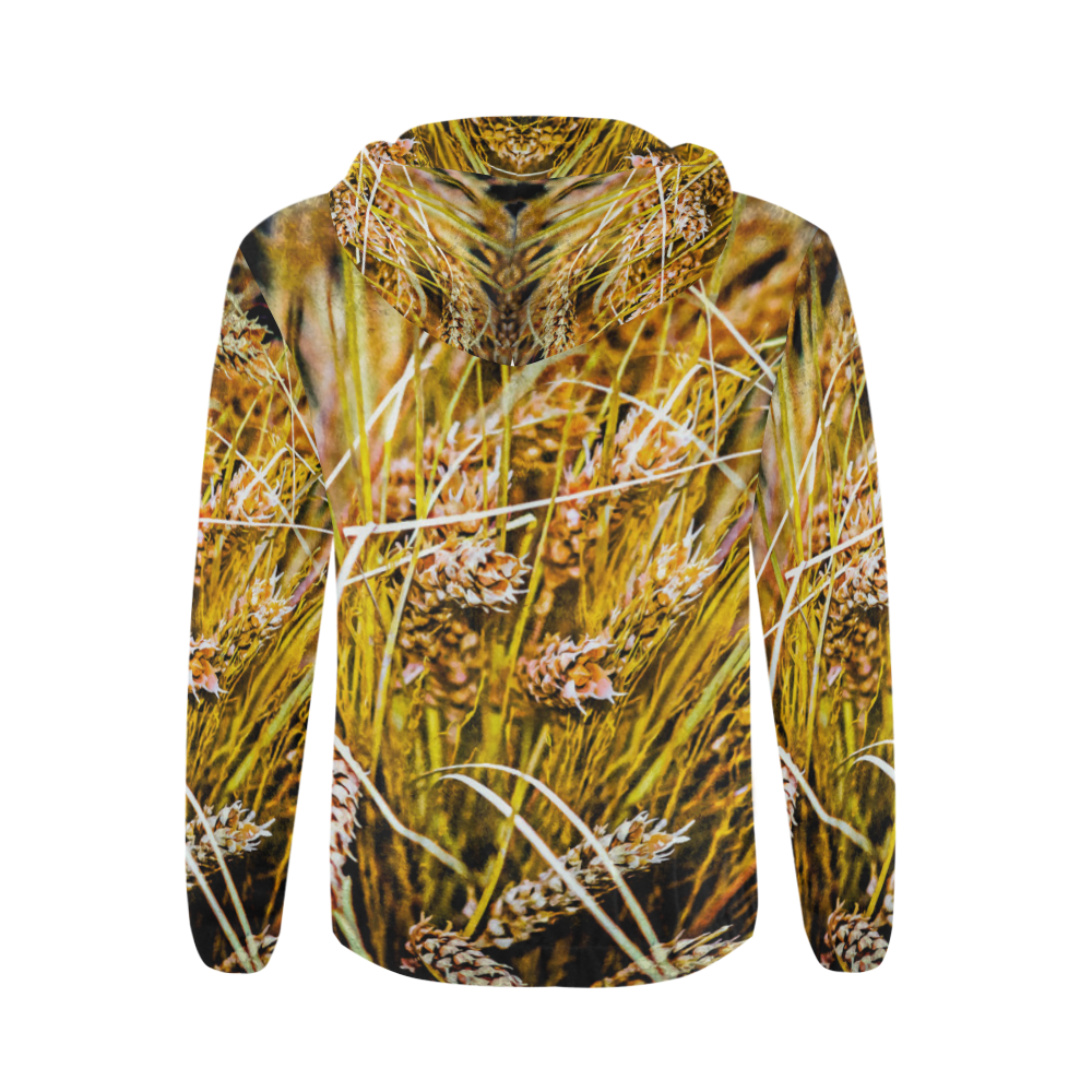 Grain Wheat wheatear Autumn Crop Thanksgiving All Over Print Full Zip Hoodie for Men (Model H14)