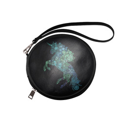 3D Psychedelic Unicorn blue and green Round Makeup Bag (Model 1625)
