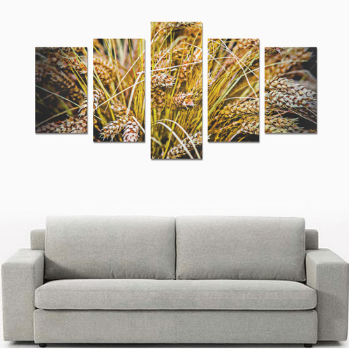 Grain Wheat wheatear Autumn Crop Thanksgiving Canvas Print Sets C (No Frame)