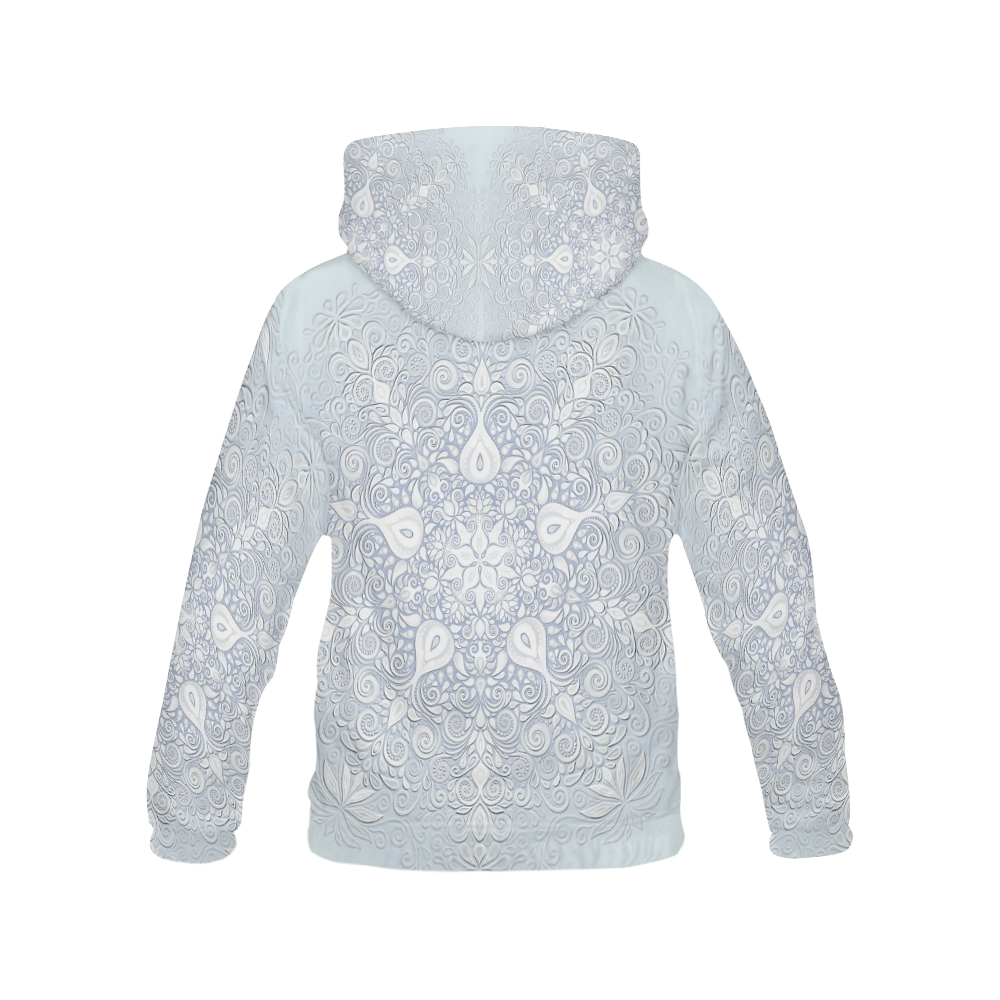 White and Blue Watercolor Mandala All Over Print Hoodie for Men (USA Size) (Model H13)