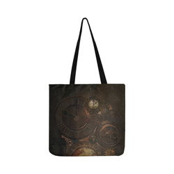 Vintage gothic brown steampunk clocks and gears Reusable Shopping Bag Model 1660 (Two sides)