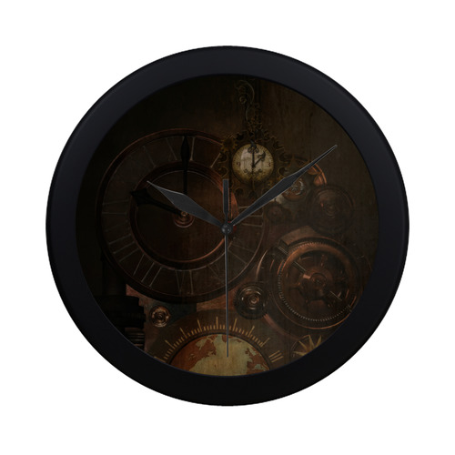 Vintage gothic brown steampunk clocks and gears Circular Plastic Wall clock