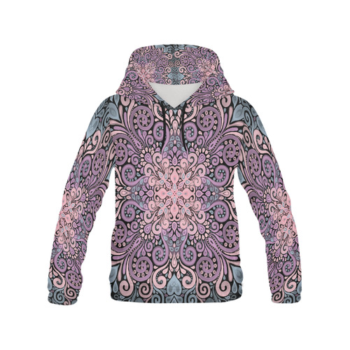 Pink, purple blue, Boho Watercolor Ornate All Over Print Hoodie for Men (USA Size) (Model H13)