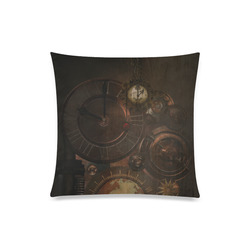 Vintage gothic brown steampunk clocks and gears Custom Zippered Pillow Case 20"x20"(Twin Sides)