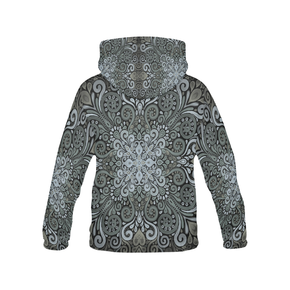 Vintage Watercolor Ornate in dark green All Over Print Hoodie for Men (USA Size) (Model H13)