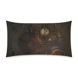 Vintage gothic brown steampunk clocks and gears Custom Rectangle Pillow Case 20"x36" (one side)
