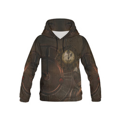 Vintage gothic brown steampunk clocks and gears All Over Print Hoodie for Kid (USA Size) (Model H13)