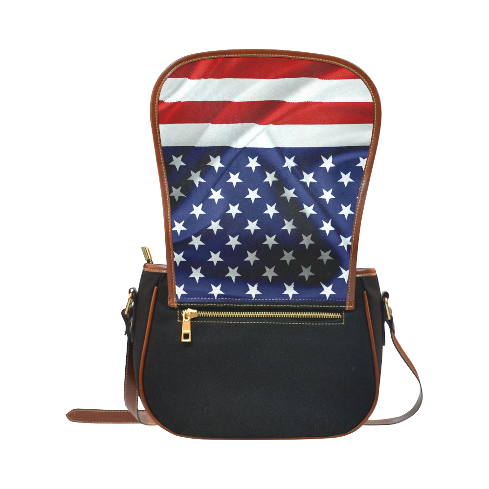 America Flag Banner Patriot Stars Stripes Freedom Saddle Bag/Small (Model 1649)(Flap Customization)