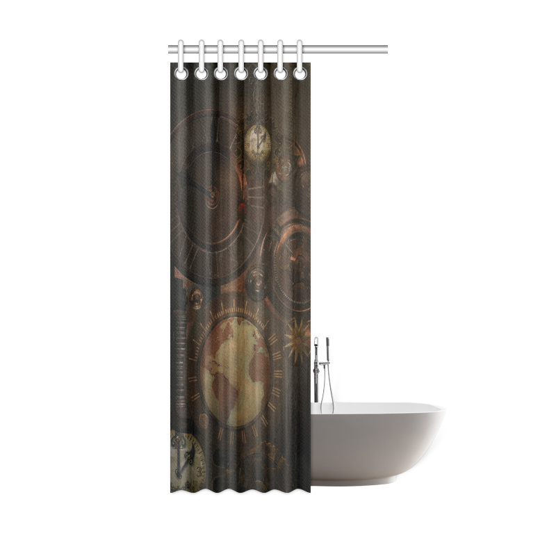 Vintage gothic brown steampunk clocks and gears Shower Curtain 36"x72"