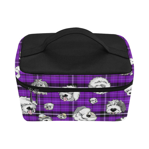 Plaid Sheepies-purple Cosmetic Bag/Large (Model 1658)