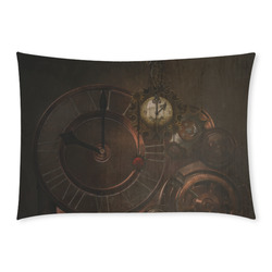 Vintage gothic brown steampunk clocks and gears Custom Rectangle Pillow Case 20x30 (One Side)